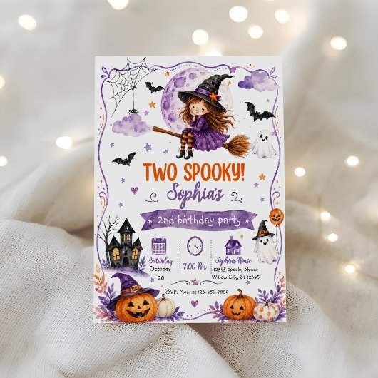 Zwei spooky 2. Geburtstag Einladung