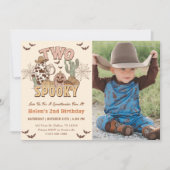Zwei Spooky 2. Geburtstag Western Party Foto Einladung (Vorderseite)
