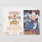 Zwei Spooky 2. Geburtstag Western Party Foto Einladung (Vorderseite)