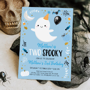 Zwei Spooky Blue Ghost Halloween Einladung