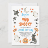 Zwei Spooky Boy Niedlich Ghost Halloween 2. Geburt Einladung (Vorderseite)