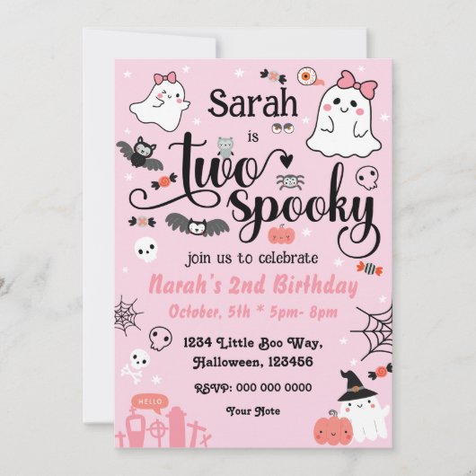 Zwei Spooky-Geburtstagsmädchen Einladung (Vorderseite)