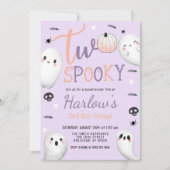 Zwei Spooky Ghost Pastell Lila Halloween Einladung (Vorderseite)