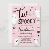 Zwei Spooky Ghost Pastell Pink Halloween Geburtsta Einladung (Vorderseite)