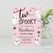 Zwei Spooky Ghost Pastell Pink Halloween Geburtsta Einladung (Stehend Vorderseite)