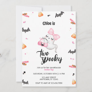 Zwei Spooky Girl 2. Boo-Day Halloween Einladung