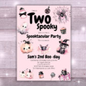 Zwei Spooky Girls Niedlich Pink Halloween 2. Gebur Einladung