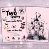 Zwei Spooky Girls Niedlich Pink Halloween 2. Gebur Einladung