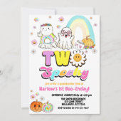 Zwei Spooky Groovy Ghost Halloween 2. Geburtstag Einladung (Vorderseite)