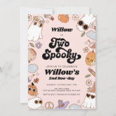 Zwei Spooky Groovy Halloween 2. Geburtstag Einladung (Vorderseite)