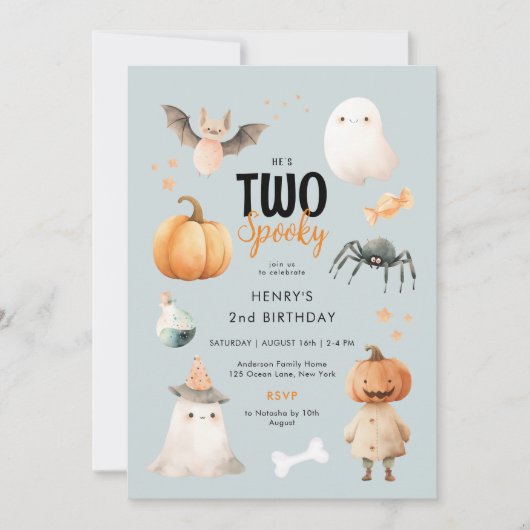 Zwei Spooky Halloween 2. Geburtstag Einladung (Vorderseite)