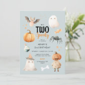 Zwei Spooky Halloween 2. Geburtstag Einladung (Stehend Vorderseite)