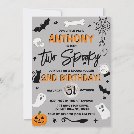 Zwei Spooky! Halloween 2. Geburtstag Einladung (Vorderseite)