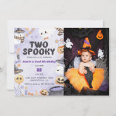 Zwei Spooky Halloween 2. Geburtstag Party Foto Einladung (Vorderseite)
