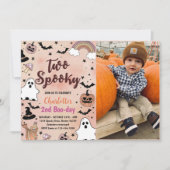 Zwei Spooky Halloween 2. Geburtstag Party Foto Einladung (Vorderseite)