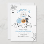 Zwei Spooky Halloween blauer 2. Junge Geburtstag Einladung (Vorderseite)