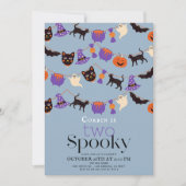 Zwei Spooky Halloween Blue 2. Geburtstag Einladung (Vorderseite)