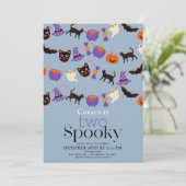 Zwei Spooky Halloween Blue 2. Geburtstag Einladung (Stehend Vorderseite)