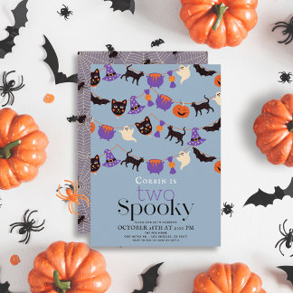 Zwei Spooky Halloween Blue 2. Geburtstag Einladung