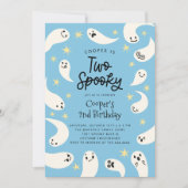 Zwei Spooky Halloween Blue Ghost Geburtstag Einladung (Vorderseite)