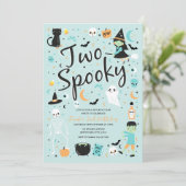 Zwei Spooky Halloween Geburtstagsparty Einladung (Stehend Vorderseite)