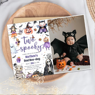 Zwei Spooky Halloween Ghost 2. Geburtstags-Foto Einladung