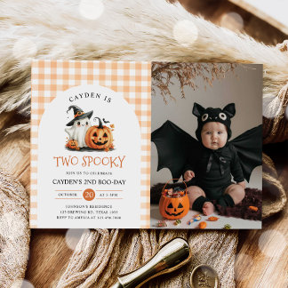 Zwei Spooky Halloween Ghost 2. Geburtstags-Foto Einladung