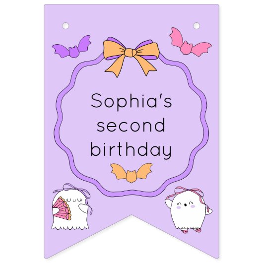 Zwei Spooky Halloween Ghost Geburtstag Wimpelkette (Erste Fahne)