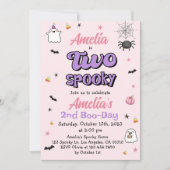 Zwei Spooky Halloween Girl 2. Geburtstag Einladung (Vorderseite)