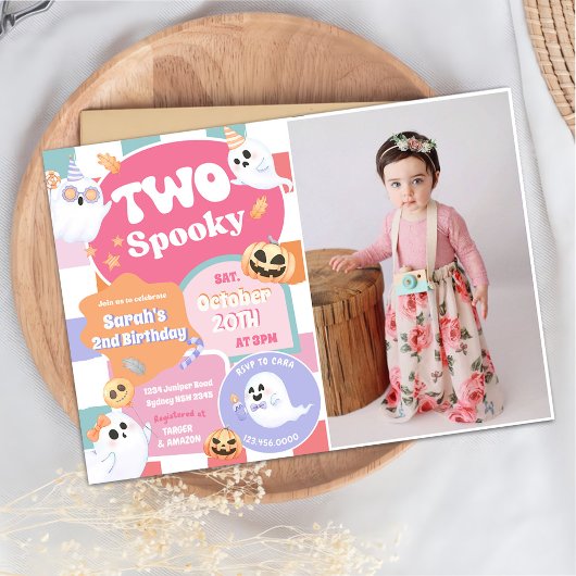 Zwei Spooky Halloween Groovy 2. Geburtstag Party Einladung