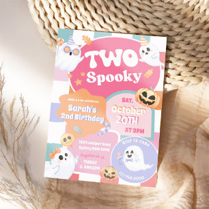 Zwei Spooky Halloween Groovy 2. Geburtstag Party Einladung