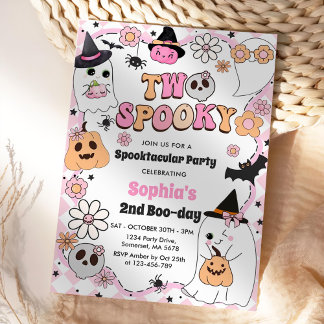 Zwei Spooky Halloween Groovy Ghost 2. Geburtstag Einladung