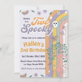 Zwei Spooky Halloween Groovy Rainbow Birthday Part Einladung (Vorderseite)