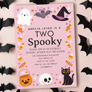 Zwei Spooky Halloween Mädchen 2. Geburtstag Einladung