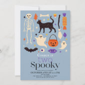 Zwei Spooky Halloween Motifs Blau 2. Geburtstag Einladung (Vorderseite)
