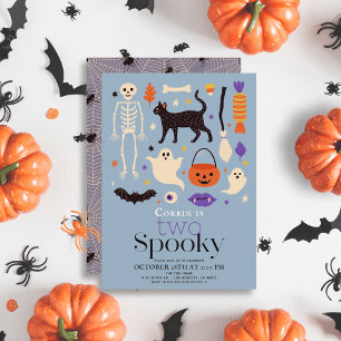 Zwei Spooky Halloween Motifs Blau 2. Geburtstag Einladung