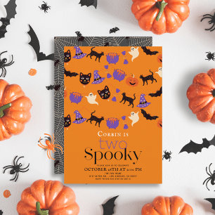 Zwei Spooky Halloween Orange 2. Geburtstag Einladung