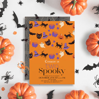 Zwei Spooky Halloween Orange 2. Geburtstag Einladung