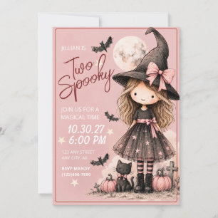 Zwei spooky Mädchen zur 2. Geburtstags-Halloween-E Einladung