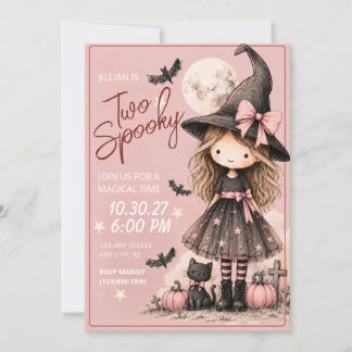 Zwei spooky Mädchen zur 2. Geburtstags-Halloween-E Einladung