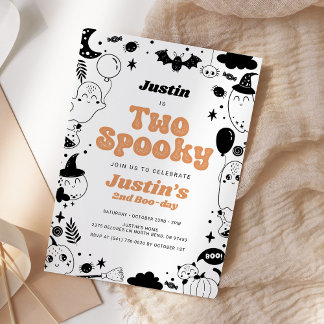 Zwei Spooky Orange Ghost Halloween Einladung