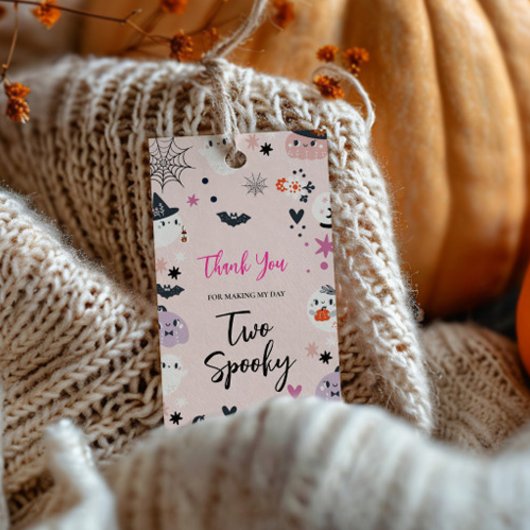 ZWEI Spooky Pink Halloween Geschenkanhänger