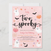 Zwei Spooky Pink Halloween Niedlich Ghost 2. Gebur Einladung (Vorderseite)