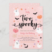 Zwei Spooky Pink Halloween Niedlich Ghost 2. Gebur Einladung (Vorne/Hinten)