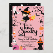 Zwei Spooky Pink Witchy Halloween Party Einladung (Vorne/Hinten)