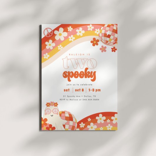 Zwei Spooky | Retro Groovy Girls 2. Geburtstag Einladung