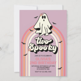 Zwei Spooky Retro Halloween Ghost Geburtstag Einladung