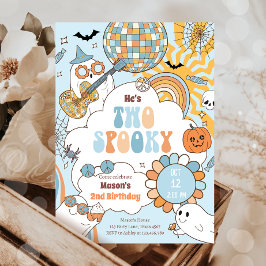 Zwei Spooky Retro Halloween Junge zum zweiten Gebu Einladung