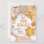 Zwei Spooky Retro Halloween Mädchen am zweiten Geb Einladung (Vorderseite)