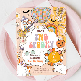 Zwei Spooky Retro Halloween Mädchen am zweiten Geb Einladung